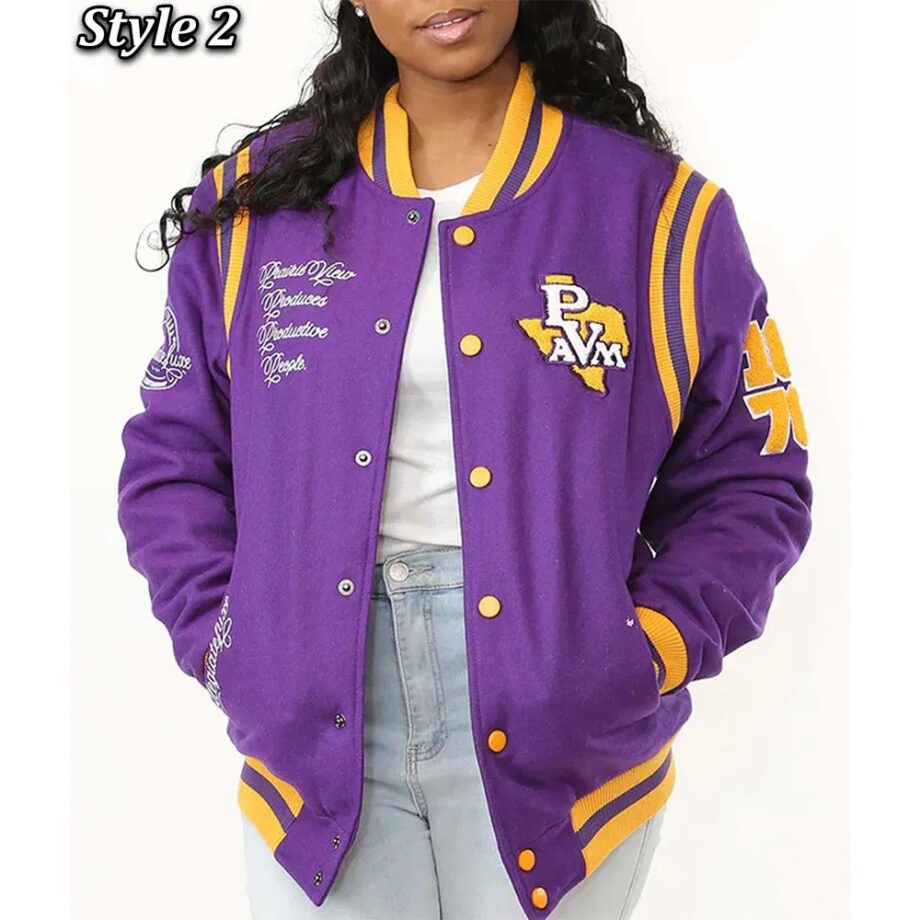 Purple Prairie View A&M University Varsity Wool Jacket
