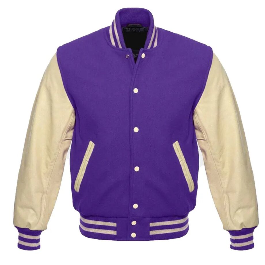 Purple and Cream Varsity Jacket