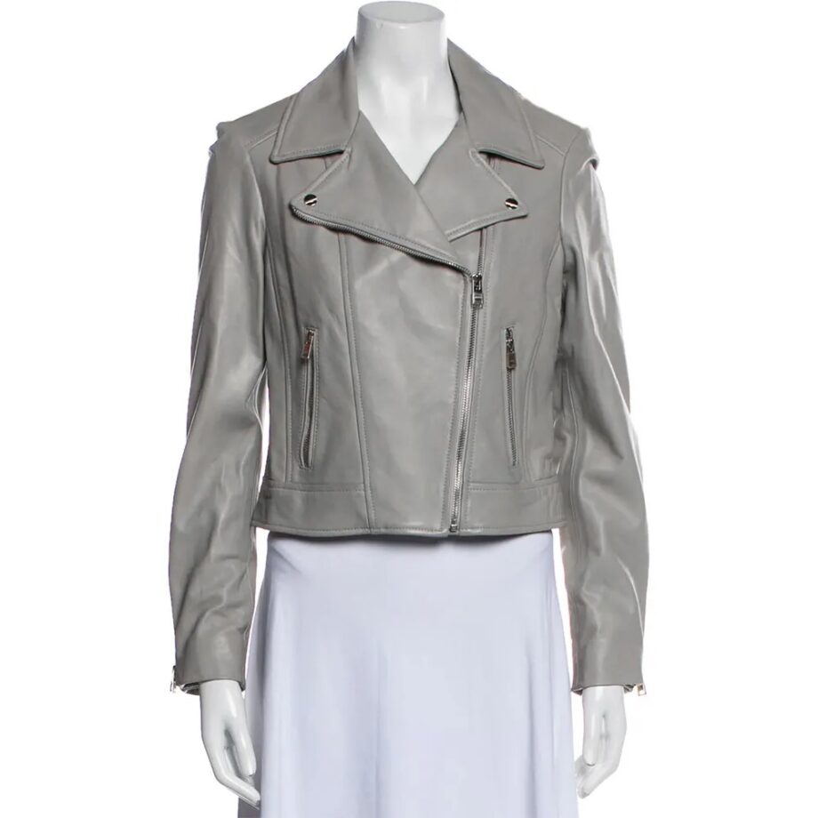 Becki Newton How I Met Your Mother Gray Leather Jacket
