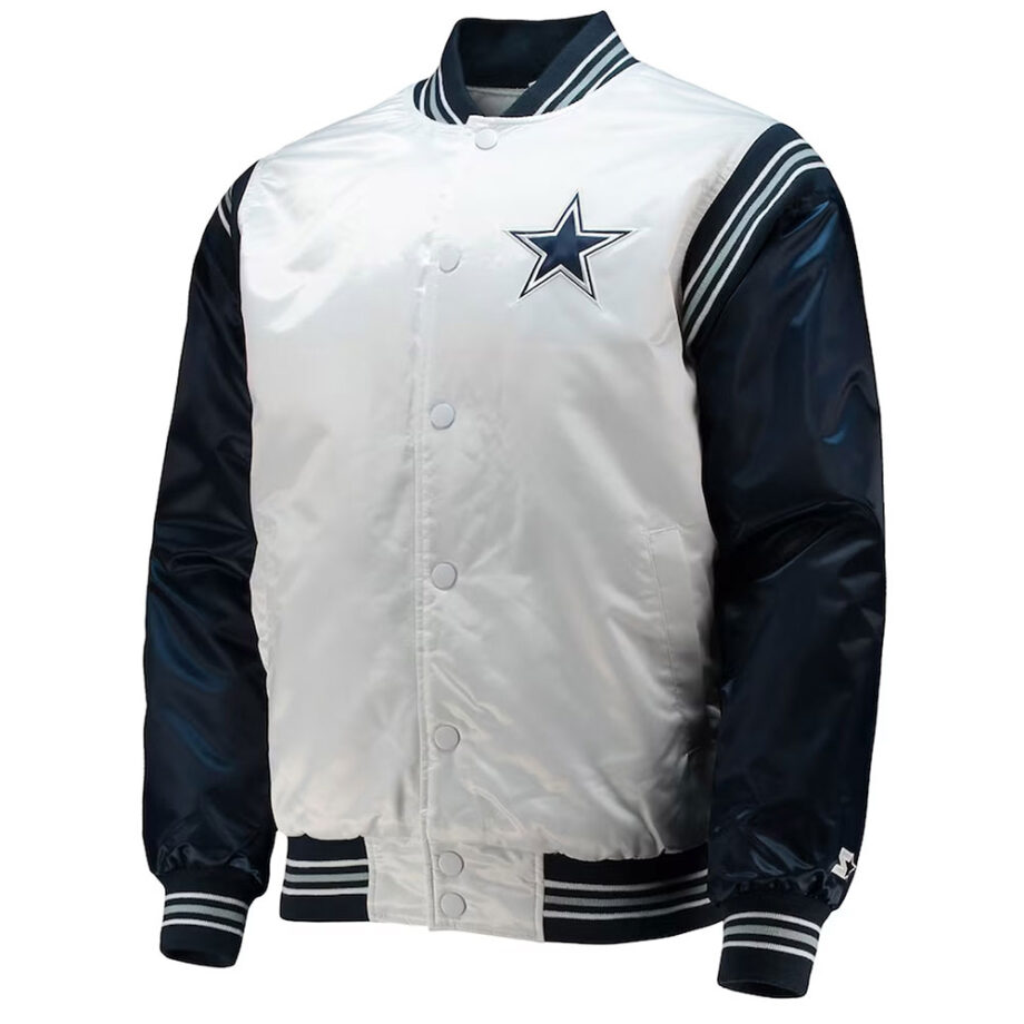 Dallas Cowboys Renegade Throwback White Navy Satin Jacket