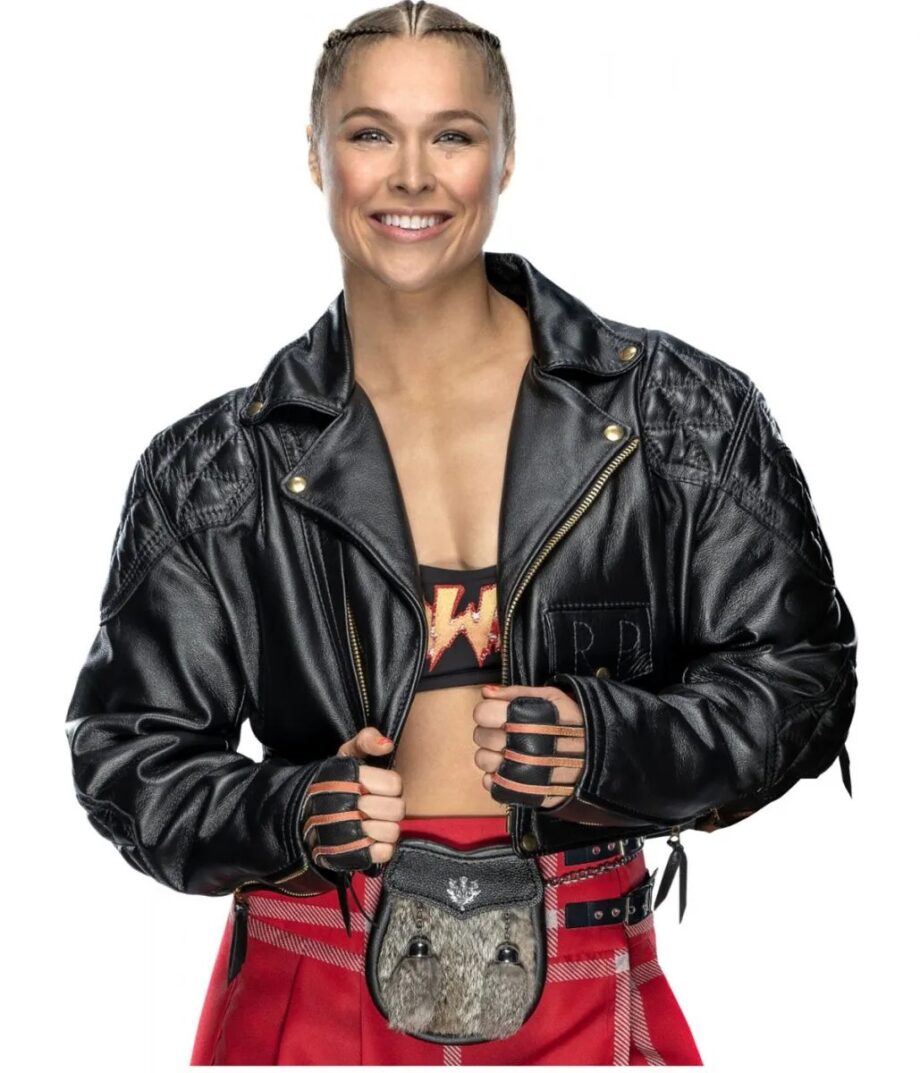 Ronda Rousey Cropped Quilted Leather Motorcycle Jacket