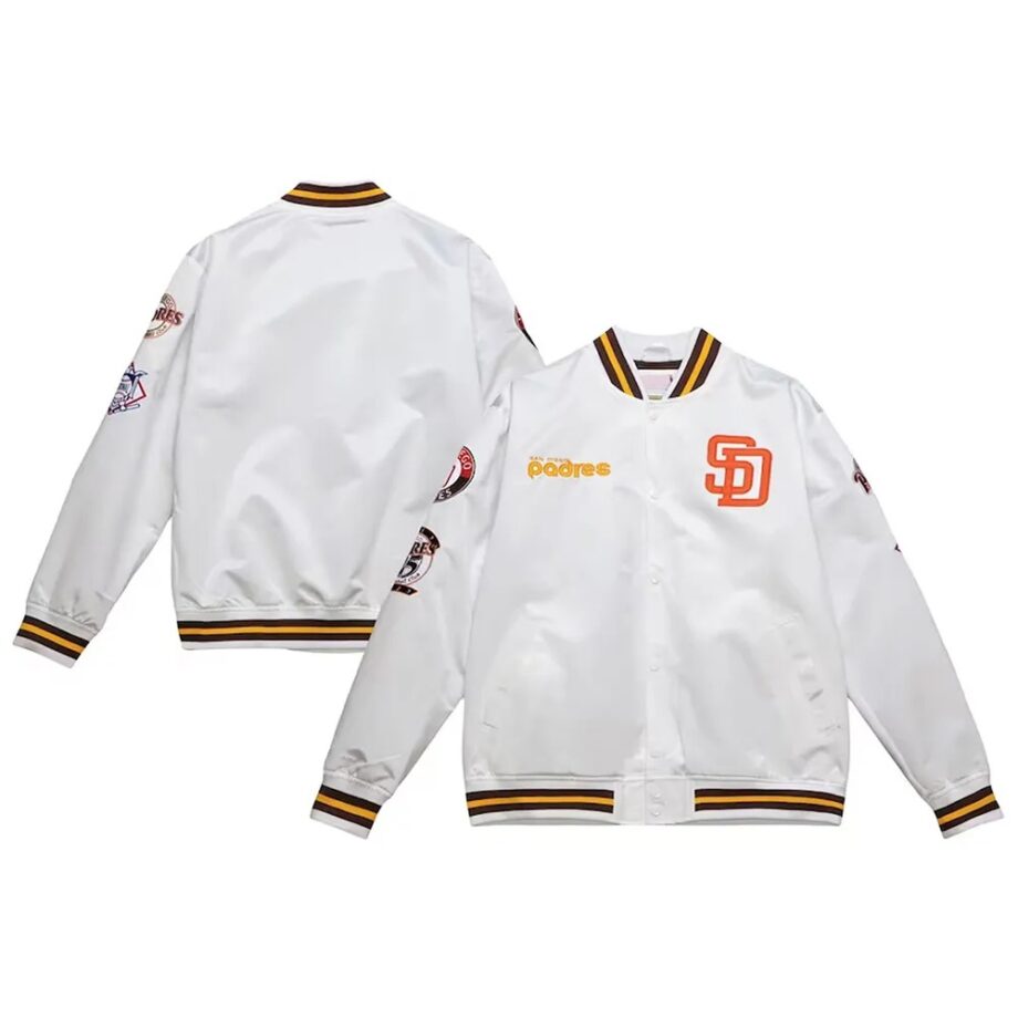 San Diego Padres White Varsity Satin Jacket