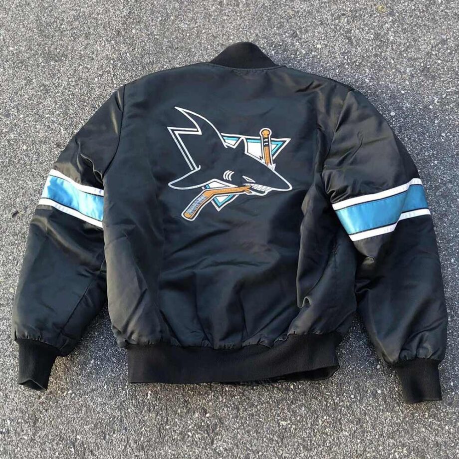 San Jose Sharks 90s Black Bomber Jacket