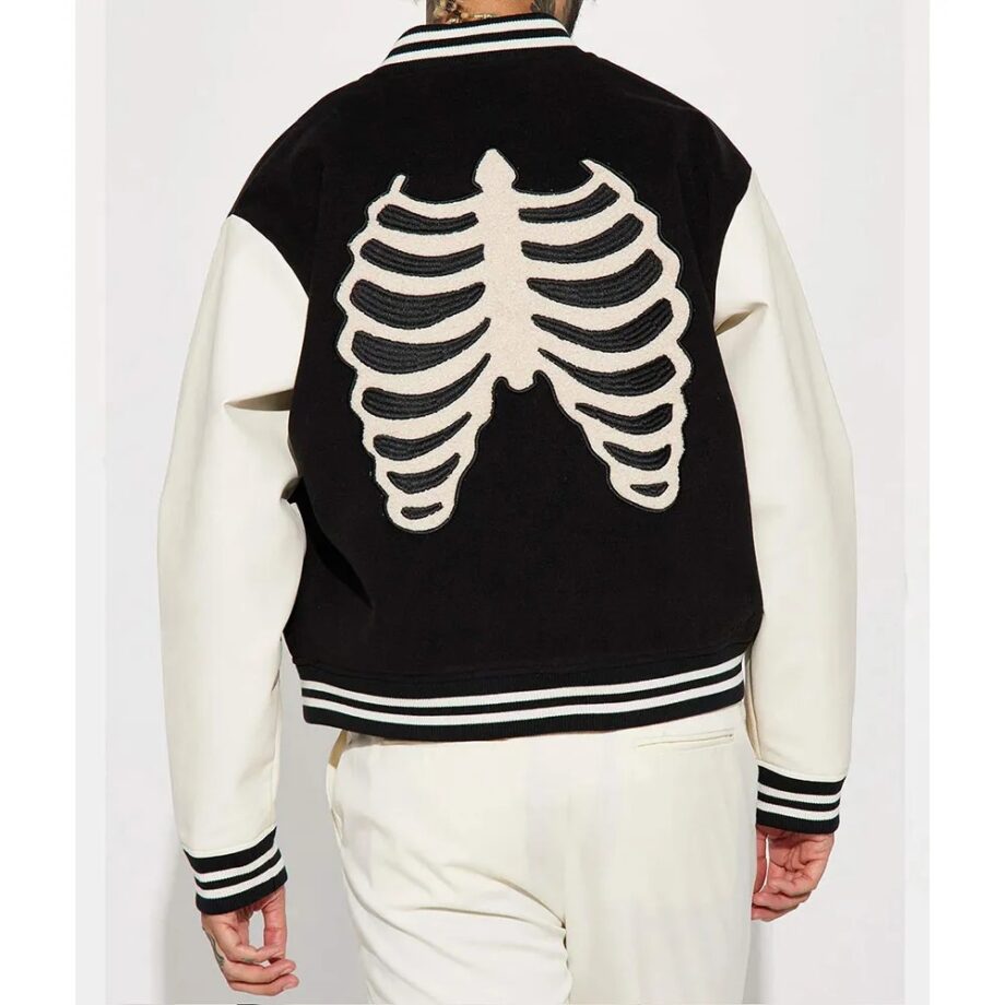 Skeleton Varsity Wool Leather Jacket