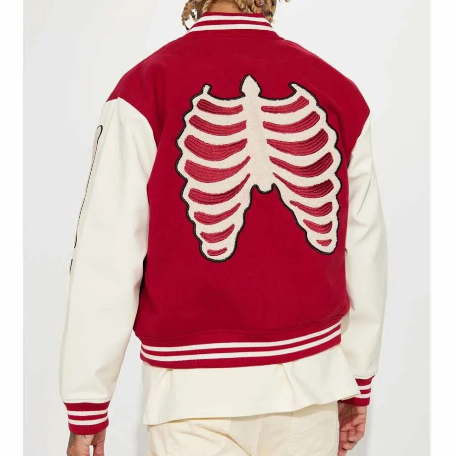 Skeleton Varsity Wool Leather Jacket