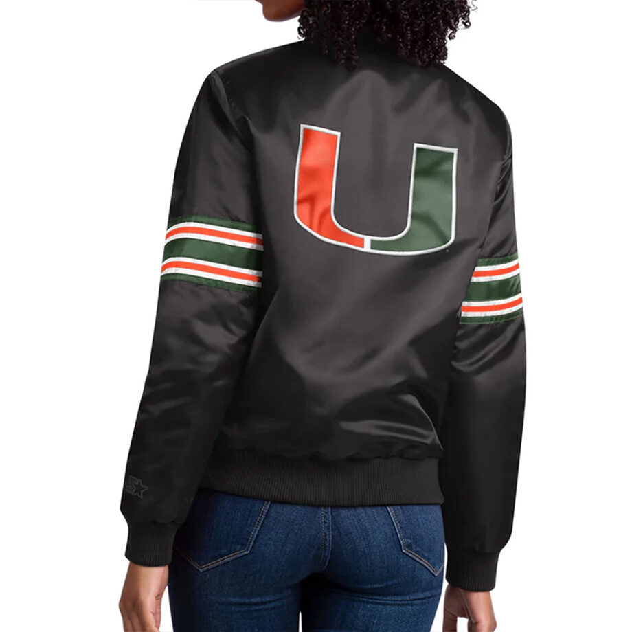 Vintage Striped Miami Hurricanes Satin Jacket