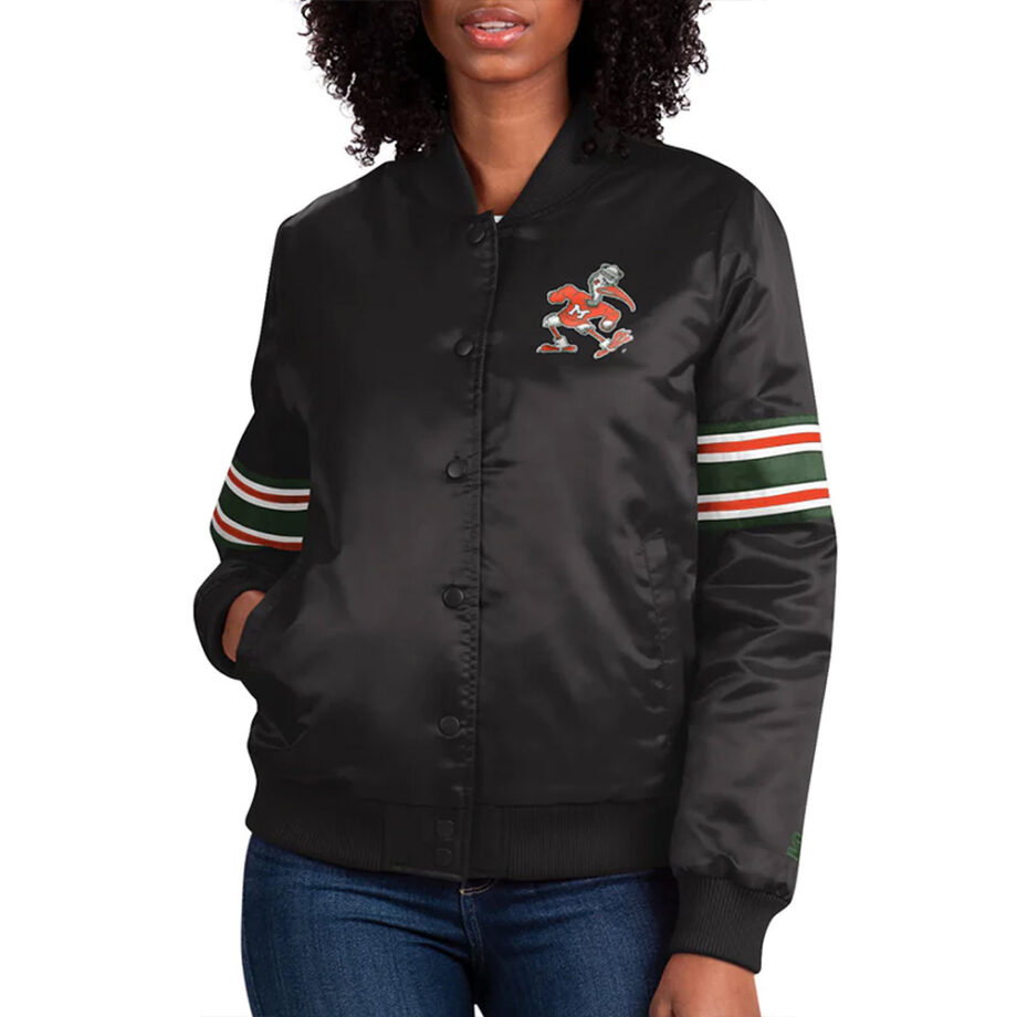 Vintage Striped Miami Hurricanes Satin Jacket