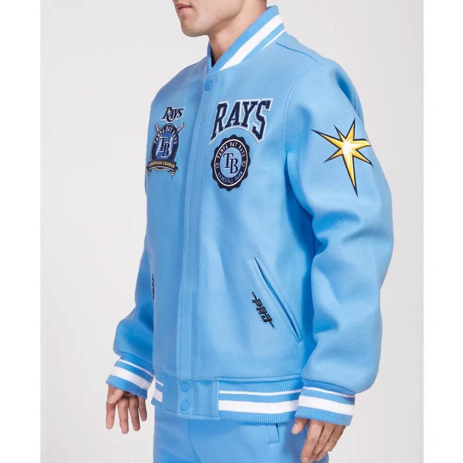 Tampa Bay Rays Crest Emblem University Blue Varsity Wool Jacket