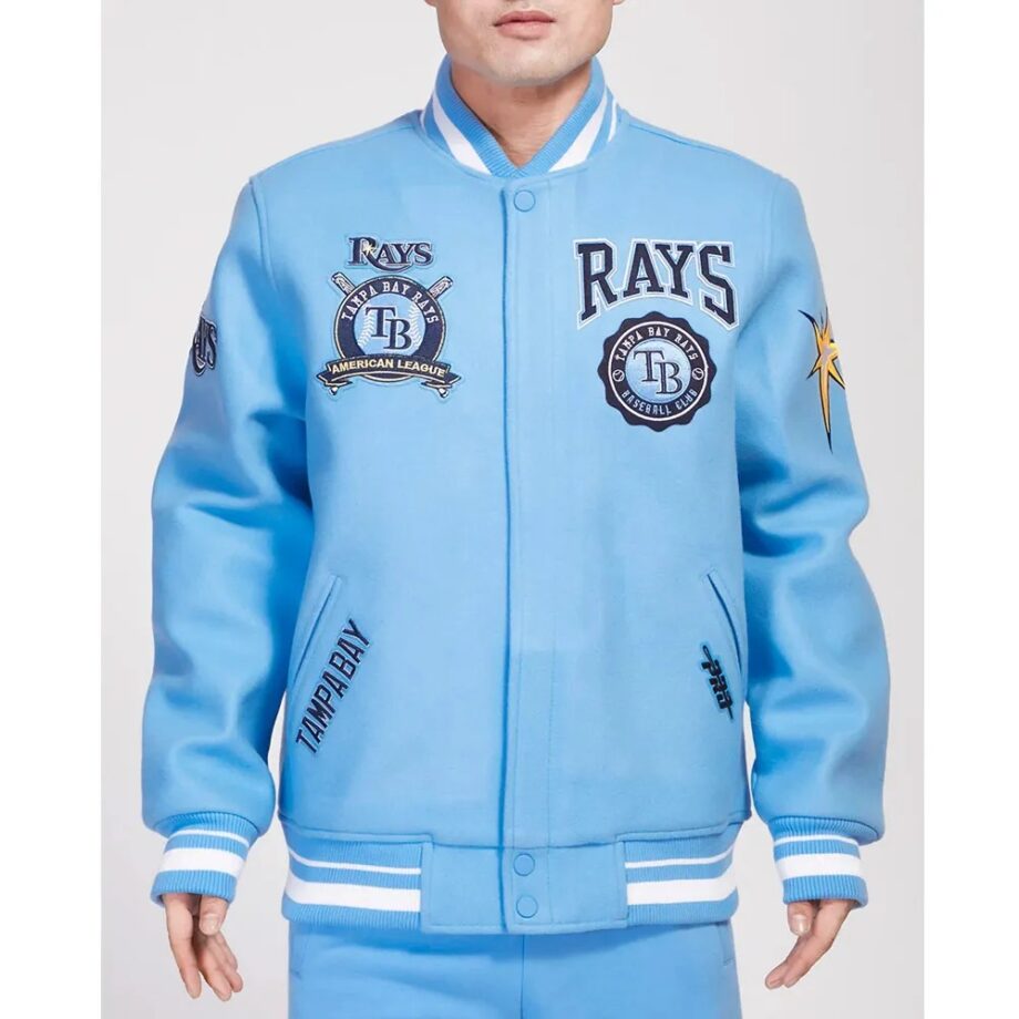 Tampa Bay Rays Crest Emblem University Blue Varsity Wool Jacket