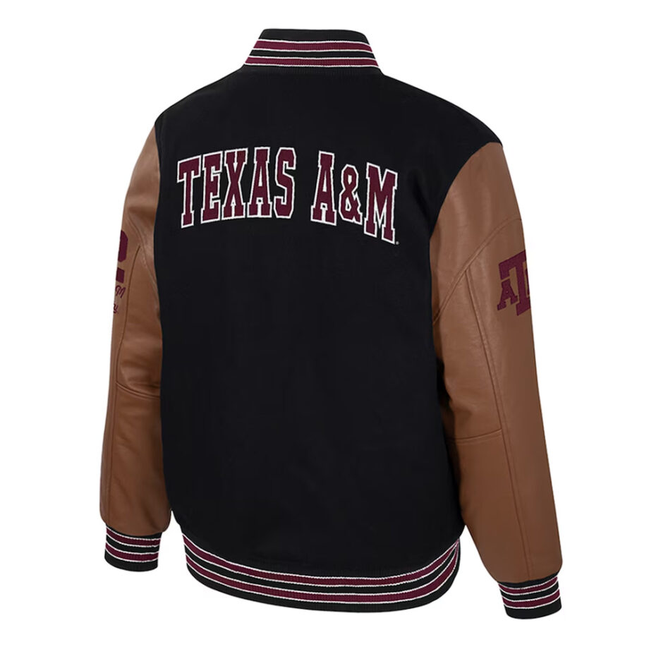 Texas A&M Aggies Black and Brown Letterman Jacket