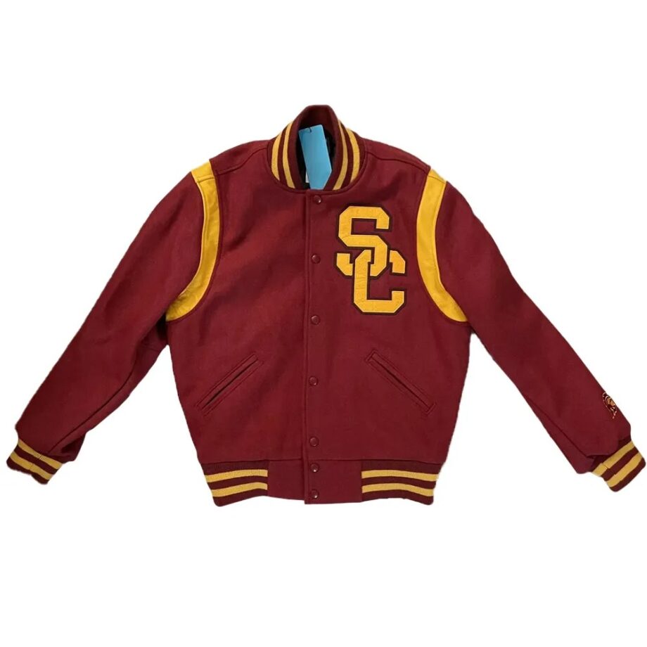 USC Trojans Burgundy Letterman Wool Jacket