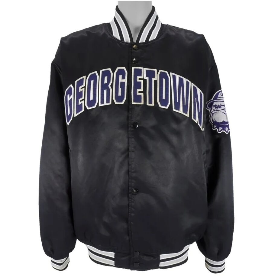 Georgetown Hoyas Gray Bomber Satin Jacket
