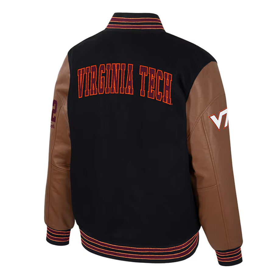 Virginia Tech Hokies Black & Brown Letterman Jacket