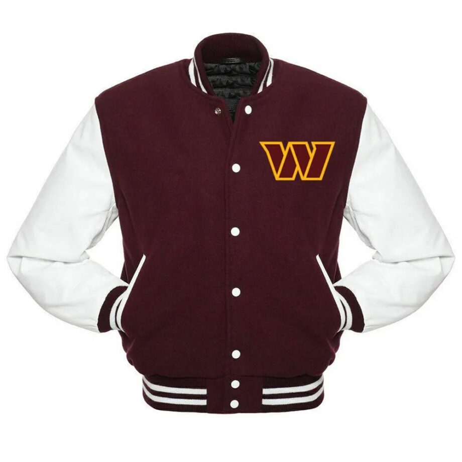 Washington Commanders Maroon & White Letterman Jacket