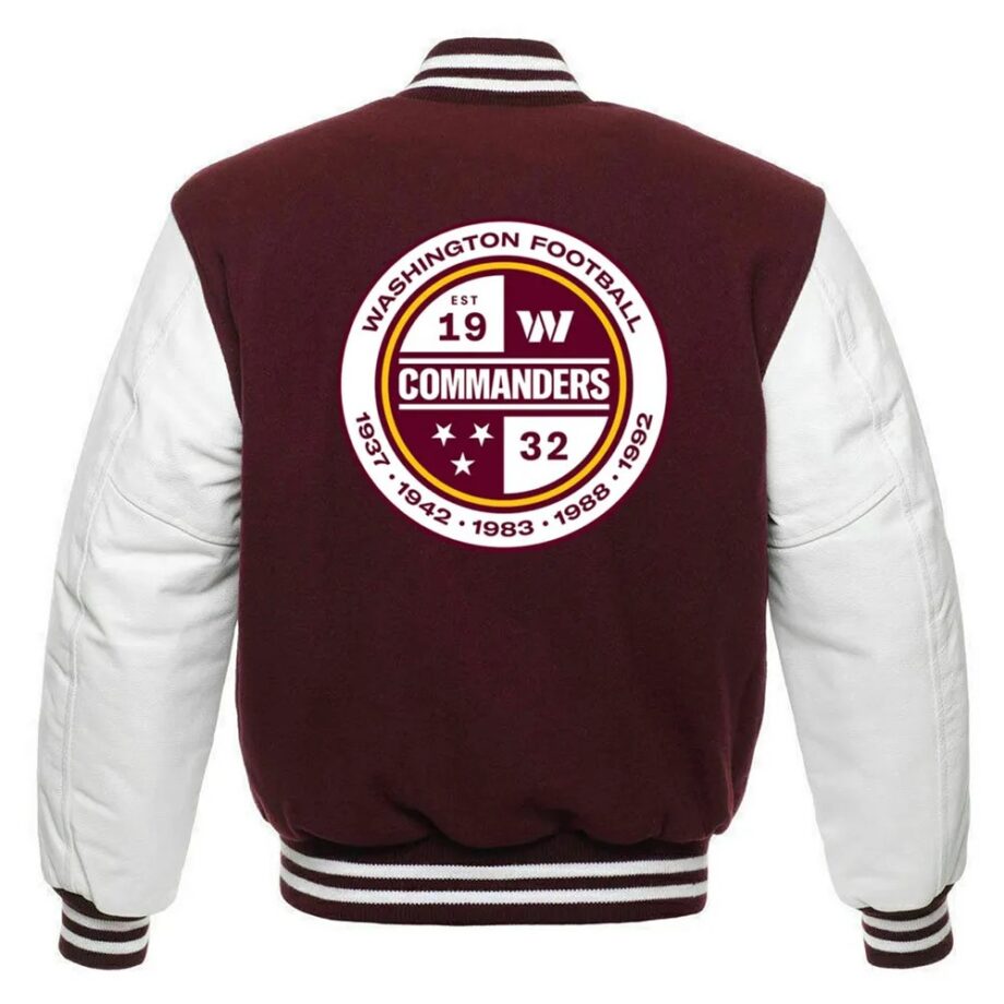 Washington Commanders Maroon & White Letterman Jacket