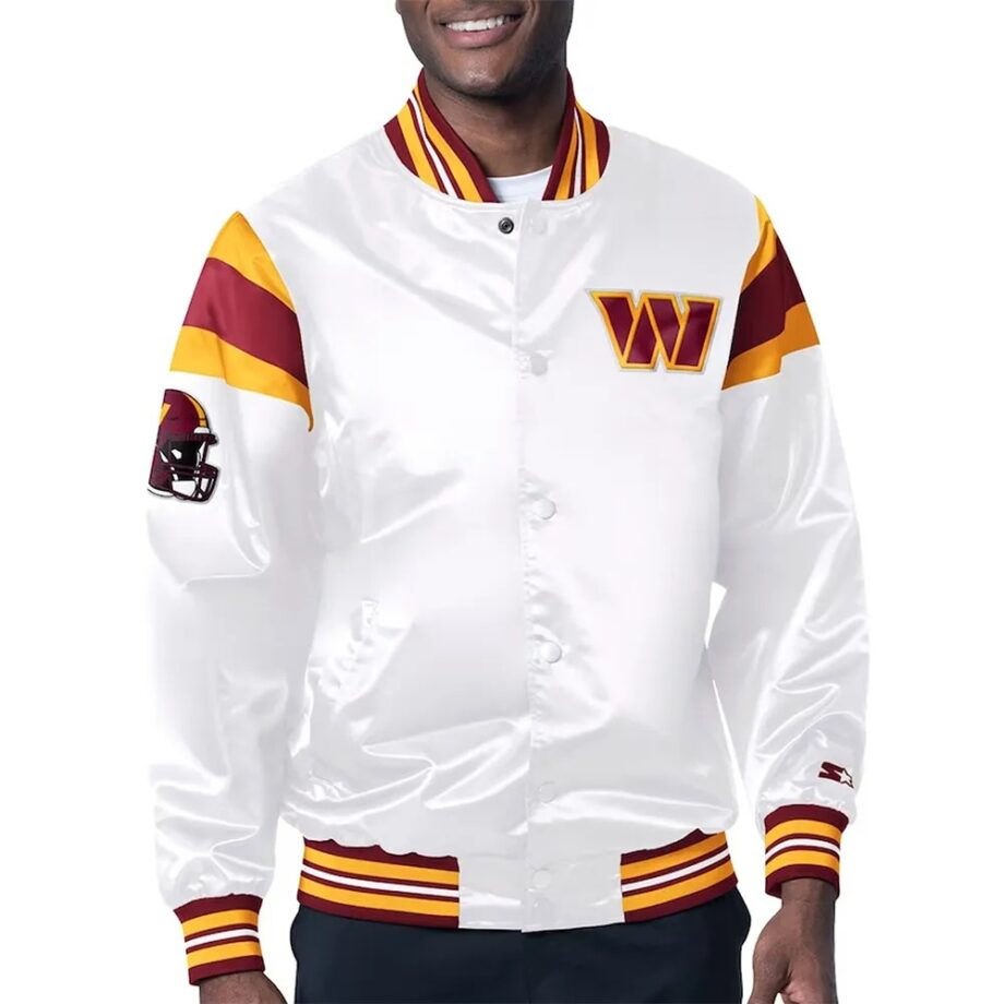 Washington Commanders White Satin Jacket