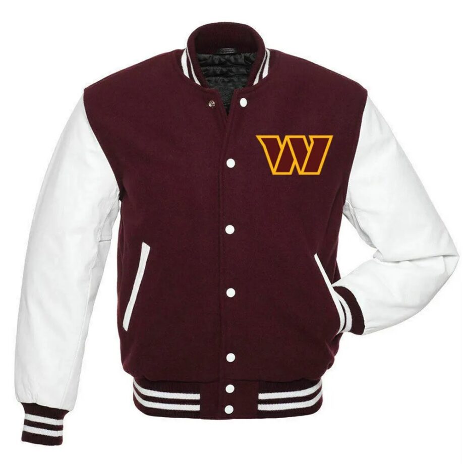 Washington Commanders Maroon & White Letterman Jacket