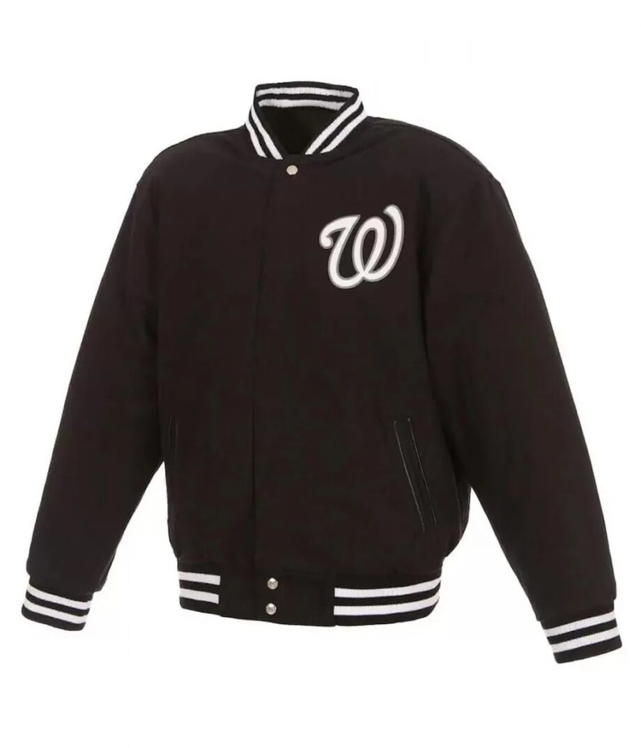 Washington Nationals Black Letterman Wool Jacket