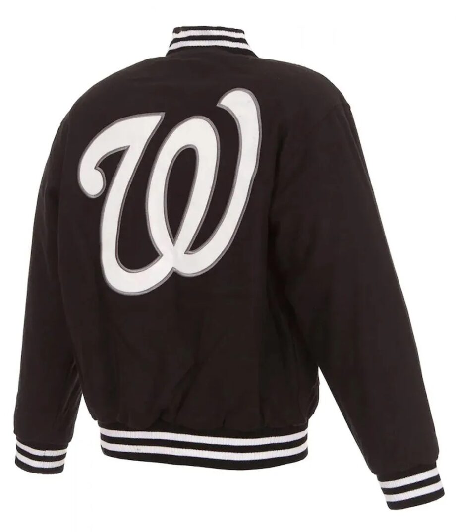 Washington Nationals Black Letterman Wool Jacket