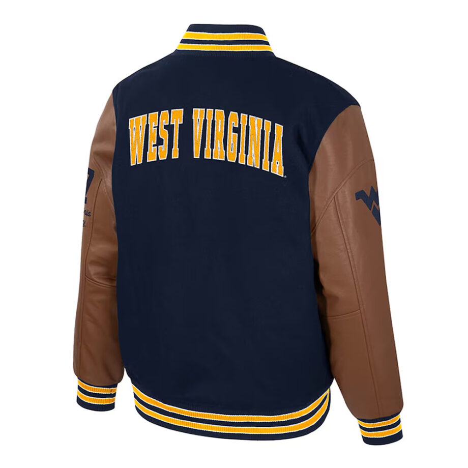 West Virginia Mountaineers Navy & Brown Letterman Jacket