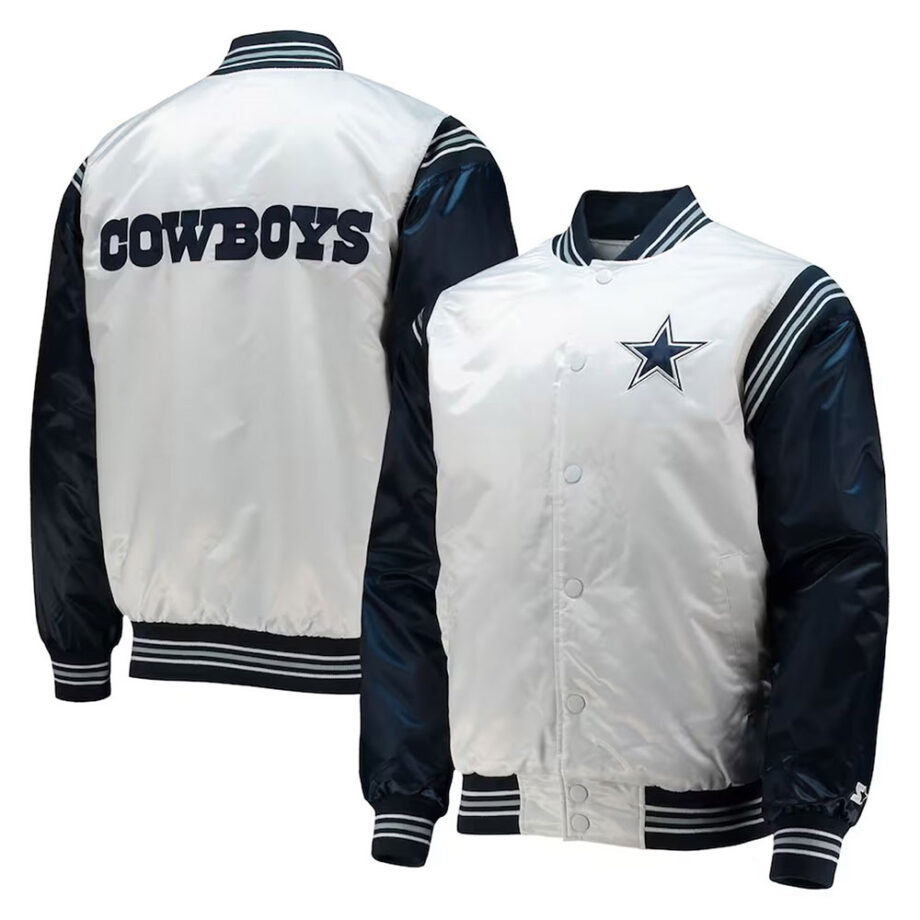 Dallas Cowboys Renegade Throwback White Navy Satin Jacket