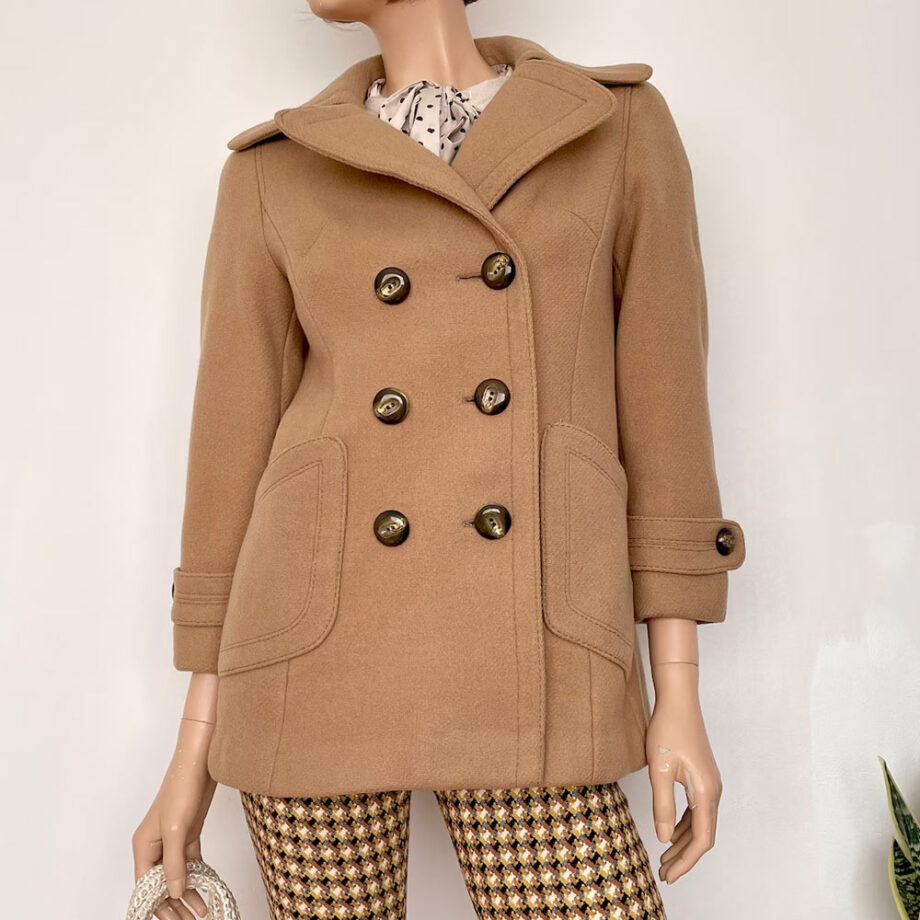 Vintage 1960s Brown Wool Peacoat for Women
