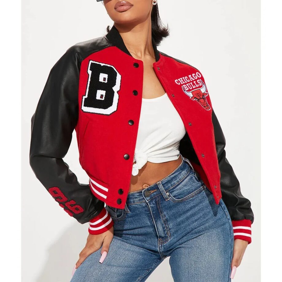 Women Chicago Bulls Cropped Varsity Jacket
