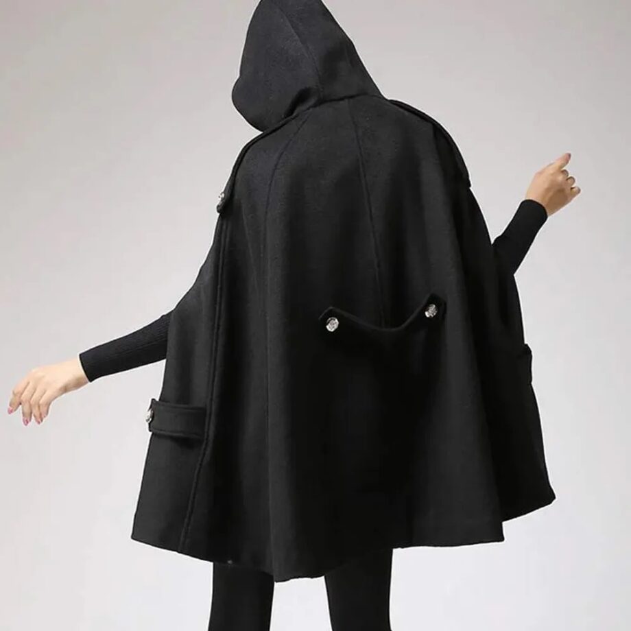 Women Classic Wool Hooded Cape