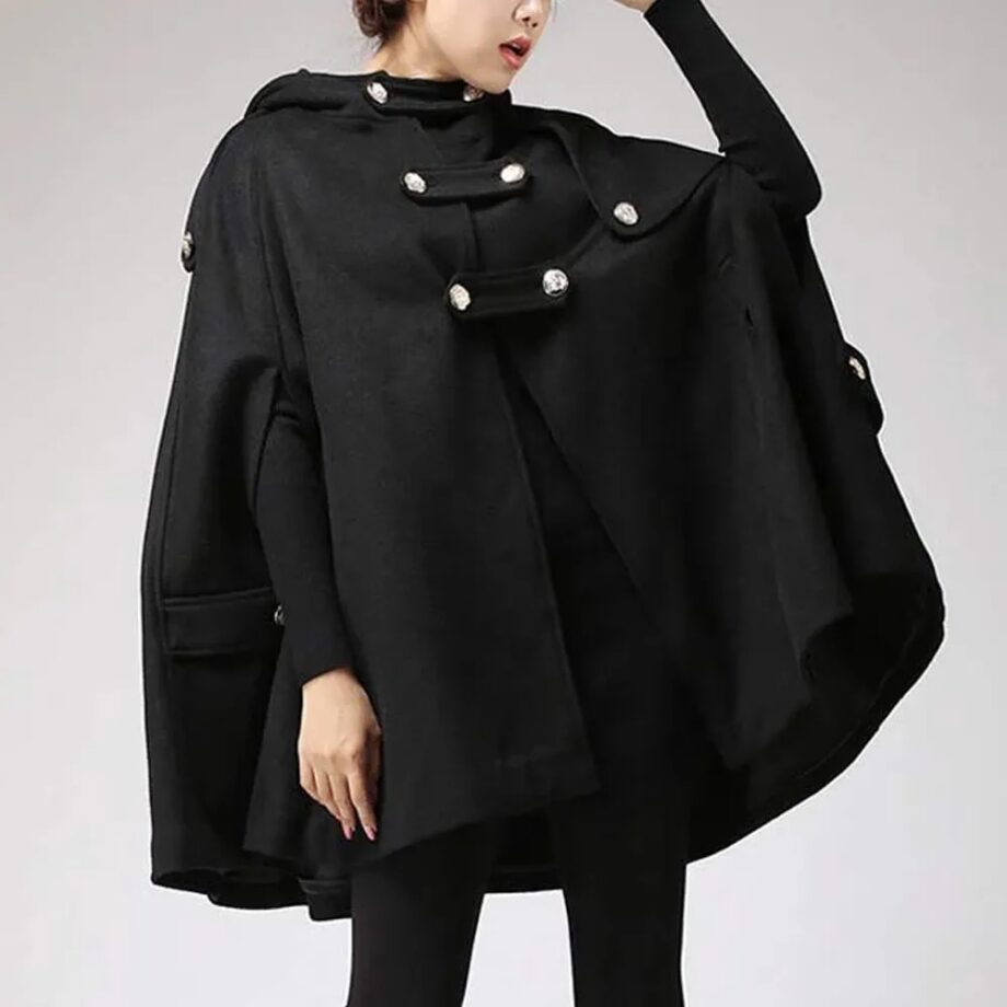 Women Classic Wool Hooded Cape