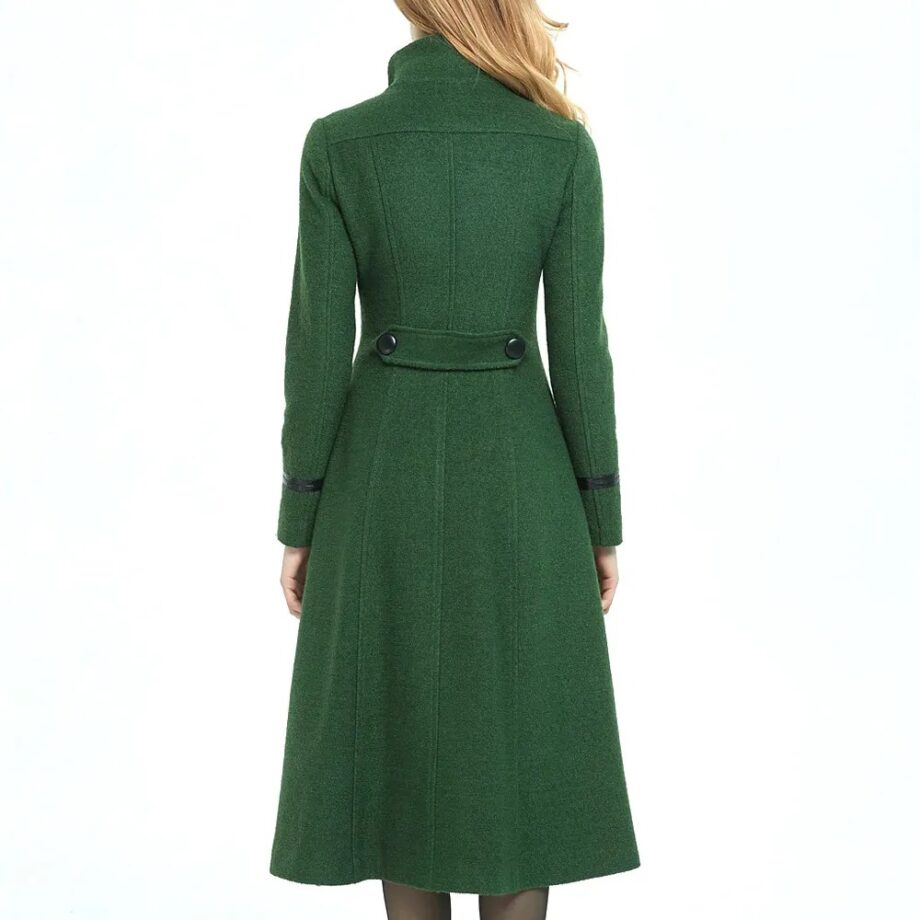 Women Green Military Style Wool Coat