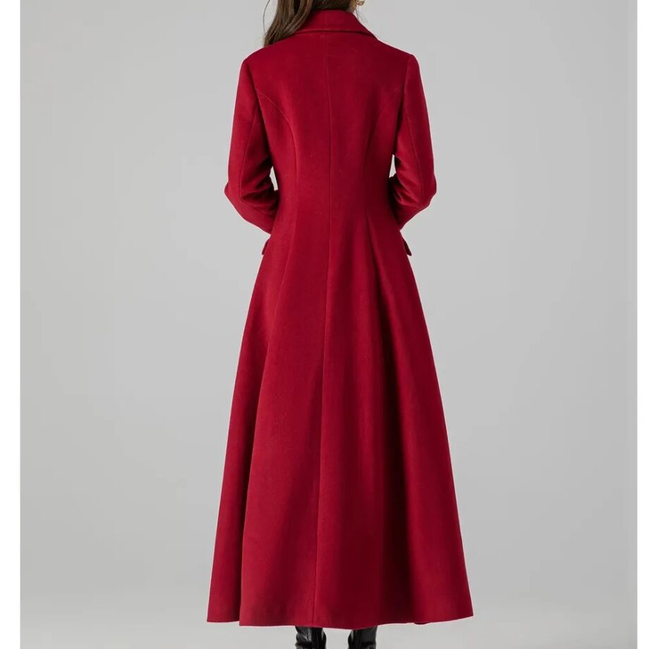 Women Princess Red Wool Long Coat