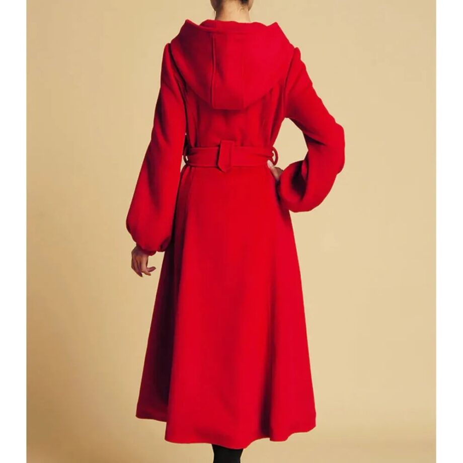 Women Red Swing Wool Coat