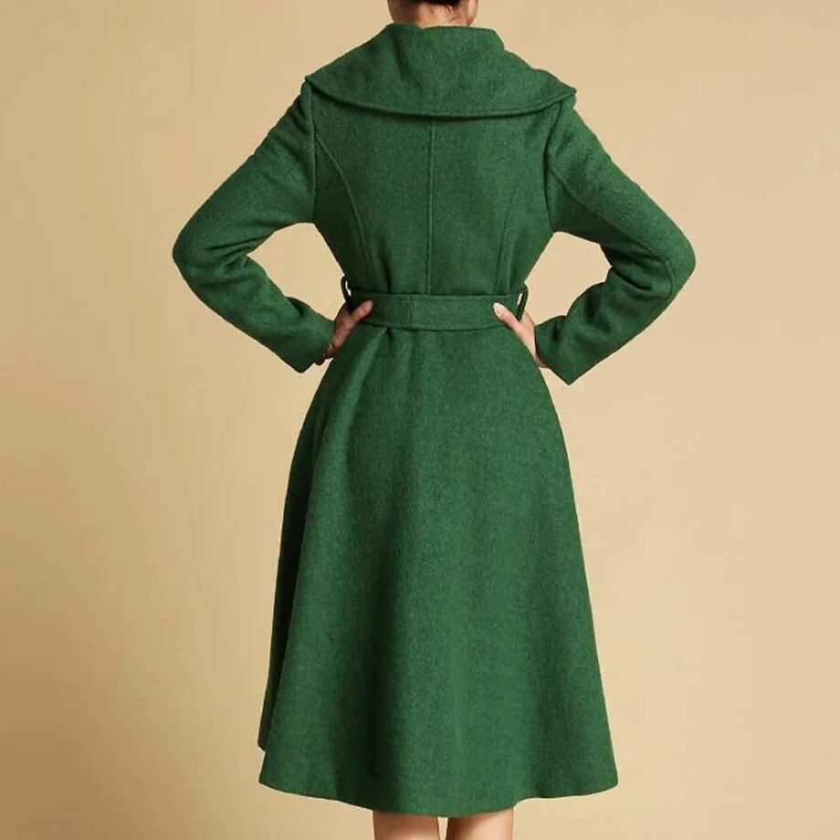 Women Feminine Swing Fit and Flare Wool Coat