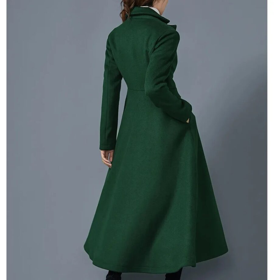 Women Swing Dark Green Wool Coat