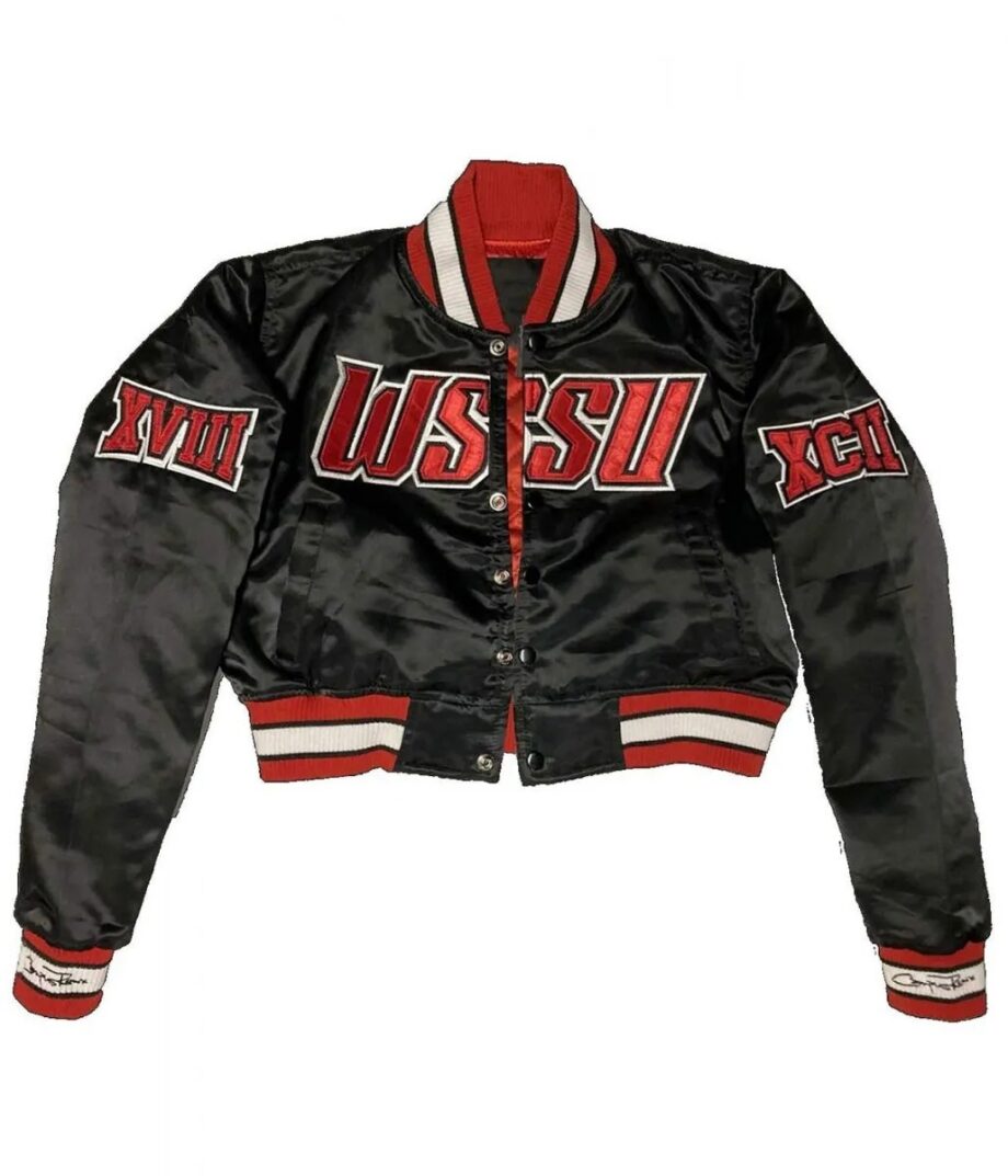 Women Cropped WSSU Rams Satin Jacket