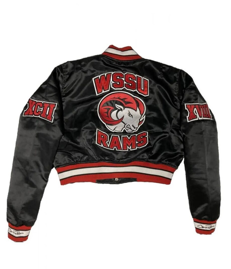 Women Cropped WSSU Rams Satin Jacket