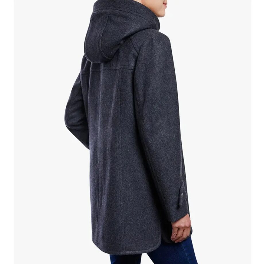 Women Zip Front Wool Sherpa Hooded Coat