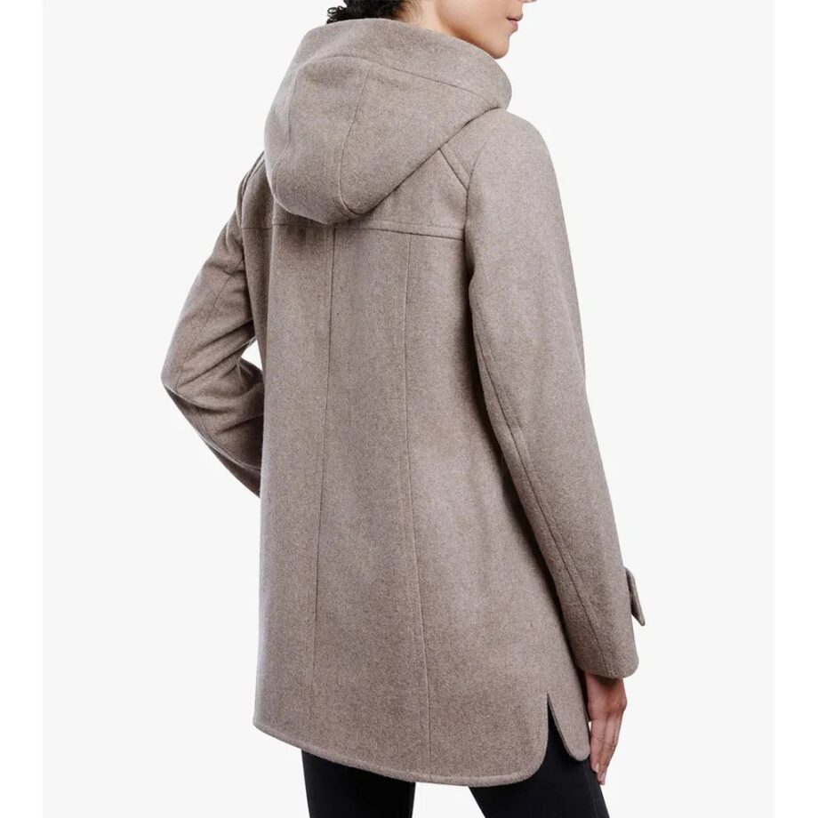 Women Zip Front Wool Sherpa Hooded Coat