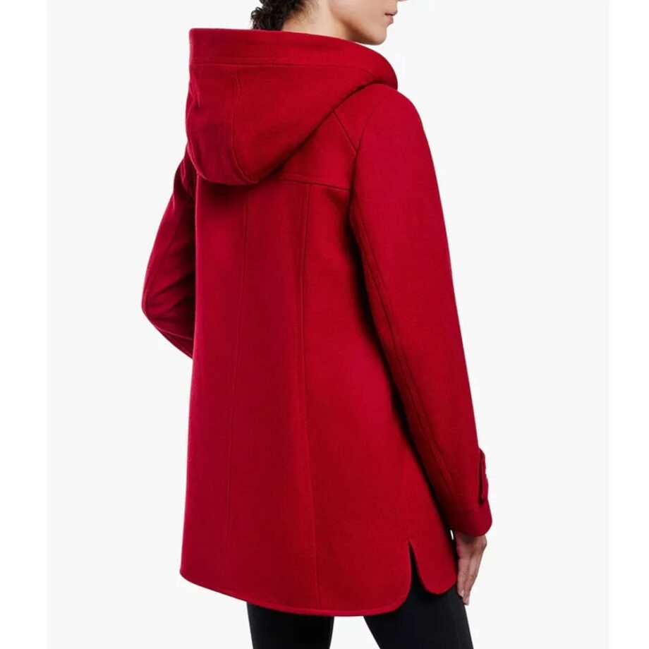Women Zip Front Wool Sherpa Hooded Coat