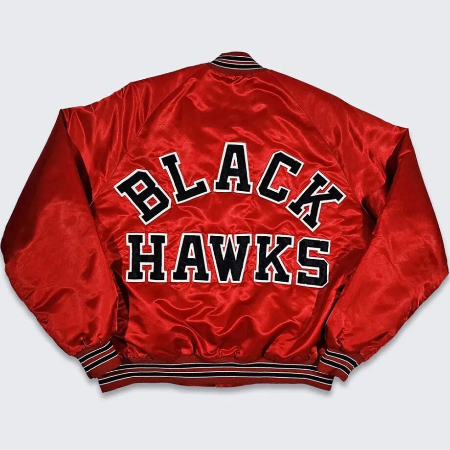 Vintage 80s Chicago Blackhawks Red Bomber Jacket