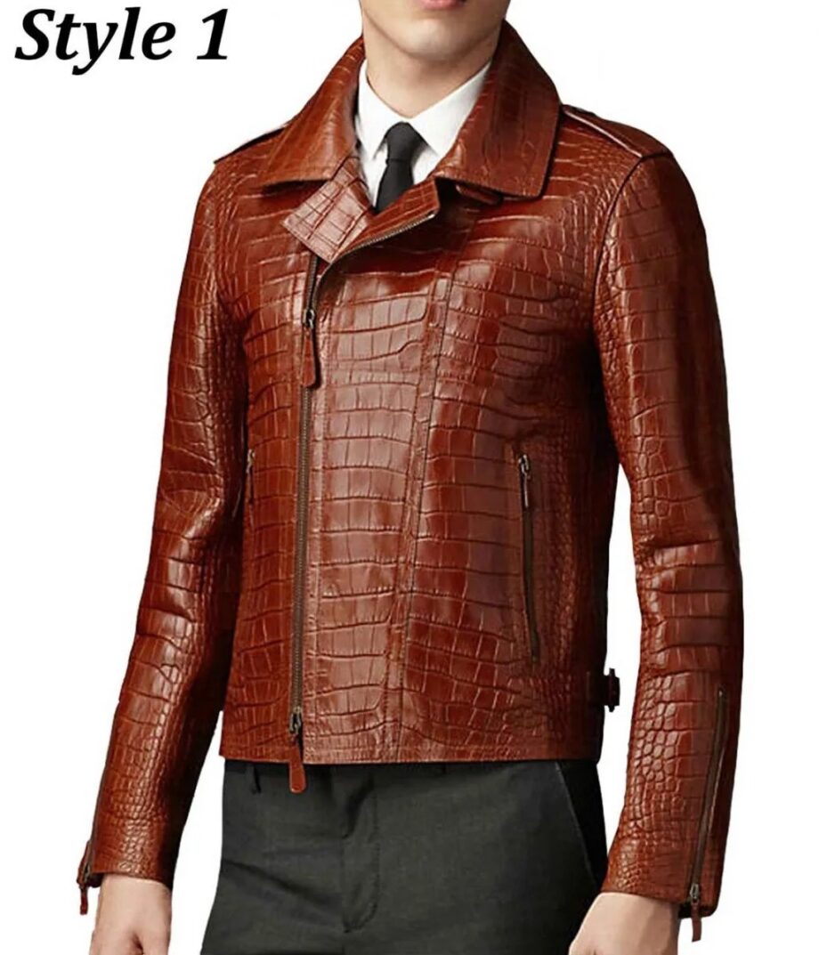 Biker Croc Alligator Leather Jacket