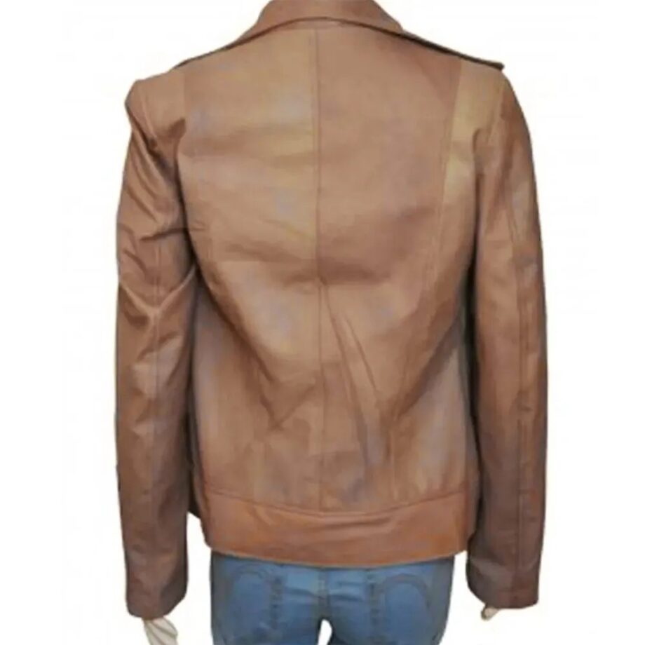 Arrow S04 Katie Cassidy Beige Leather Jacket