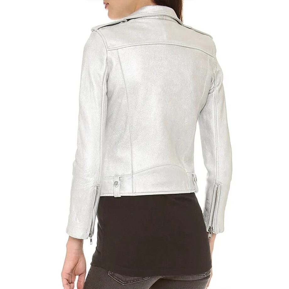 Willa Holland Silver Leather Jacket