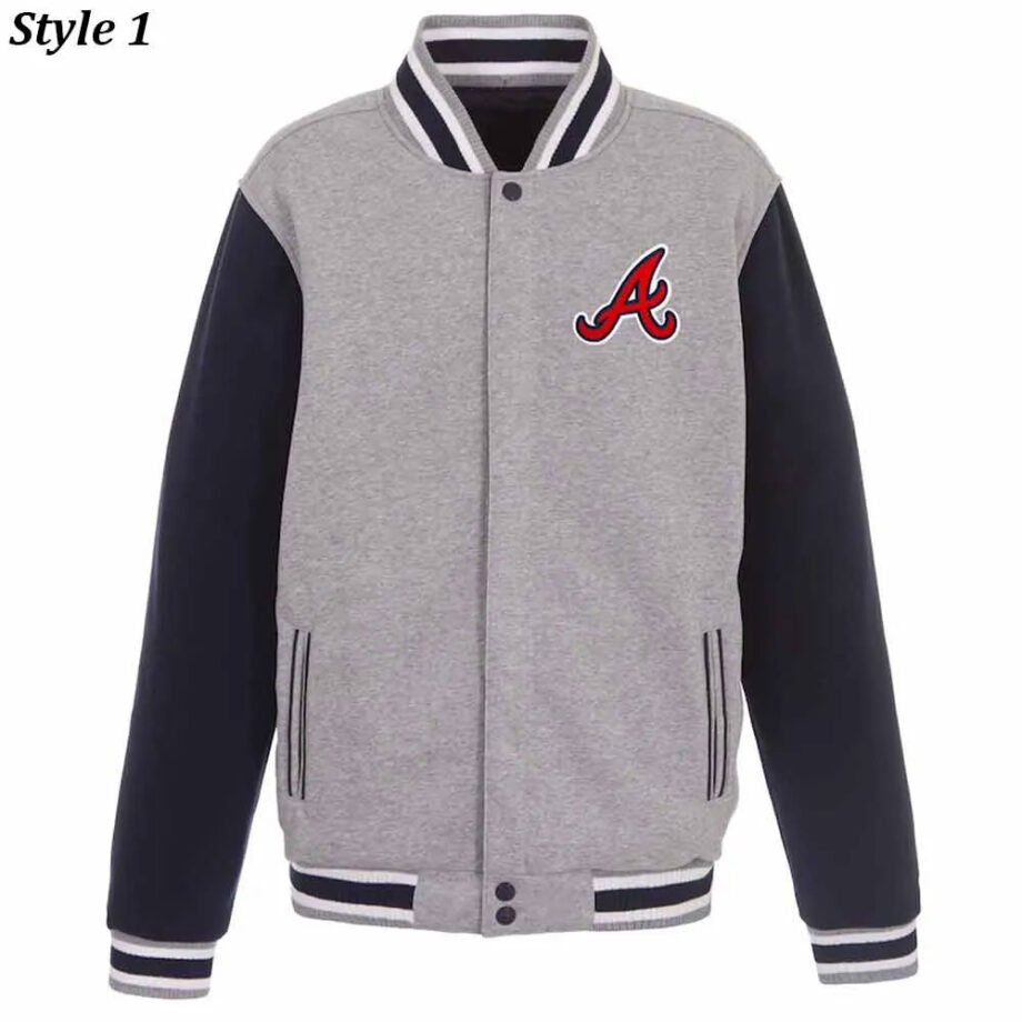 Atlanta Braves Varsity Gray & Navy Wool Jacket