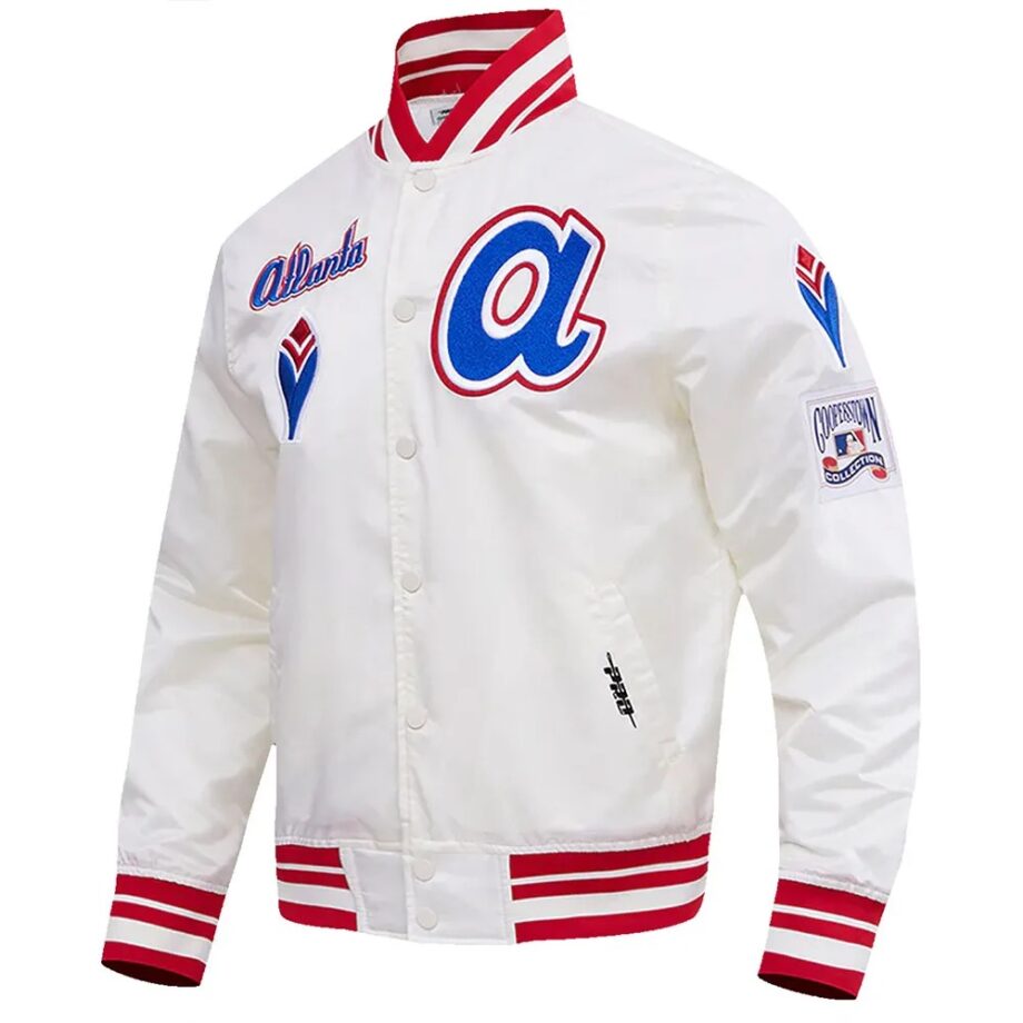 Atlanta Braves Retro Classic Rib White Satin Jacket