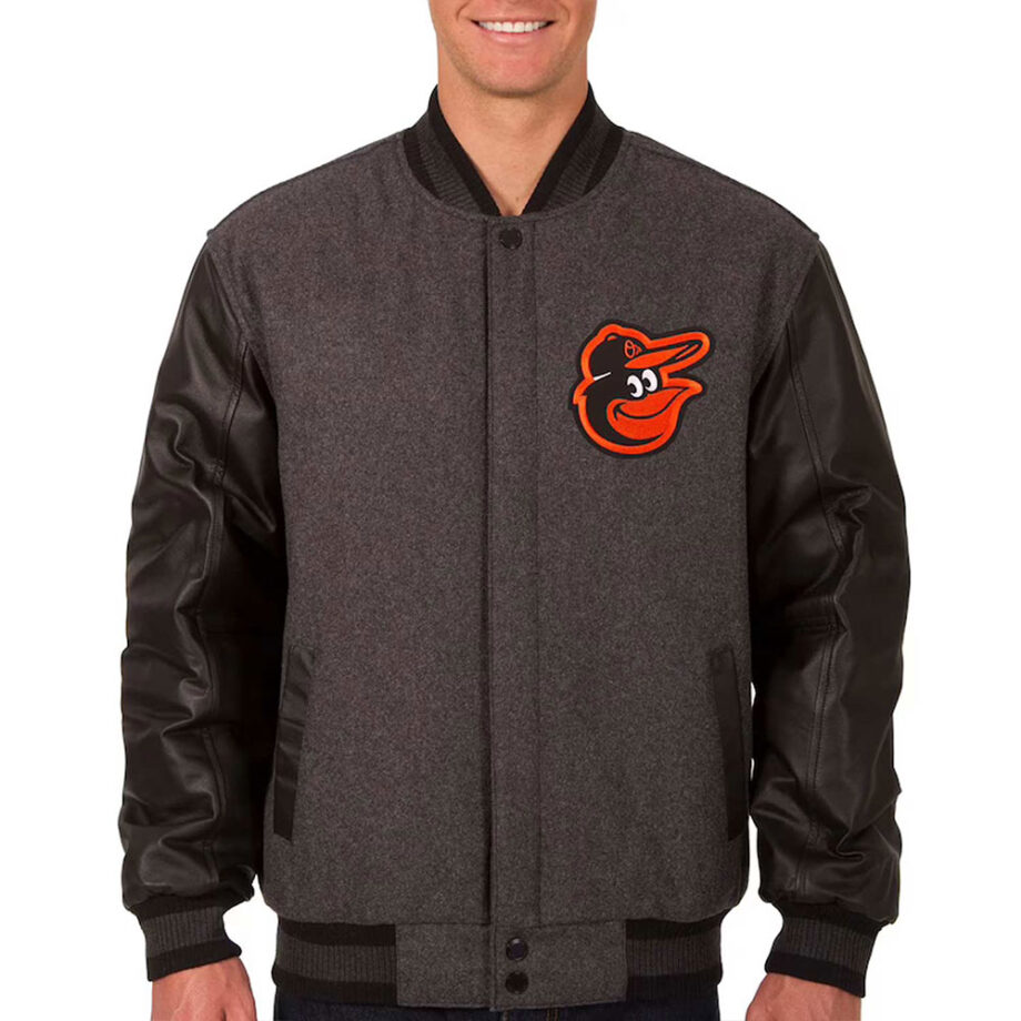 Baltimore Orioles Charcoal/Black Varsity Jacket