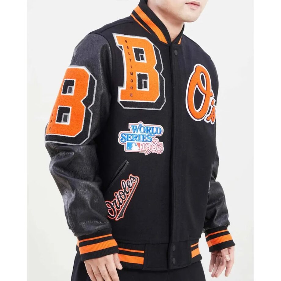 Baltimore Orioles Mashup Black Varsity Jacket
