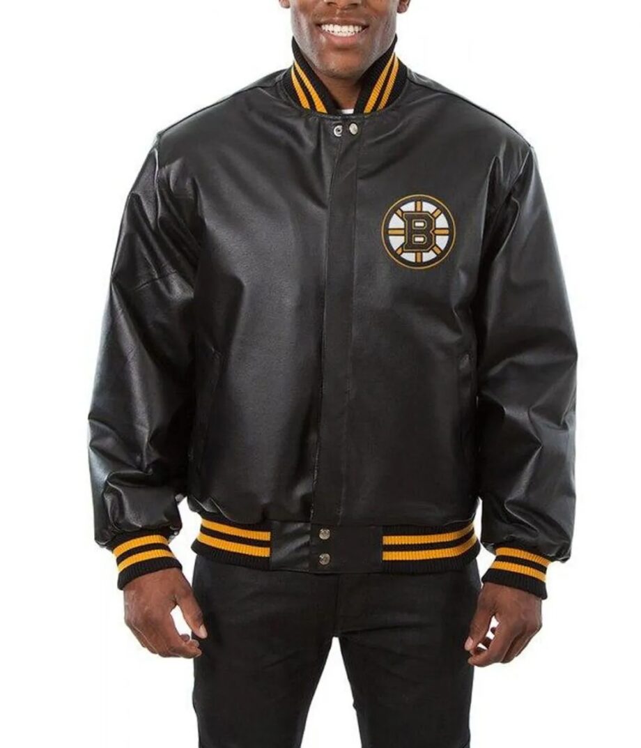 Vintage Boston Bruins Black Leather Jacket