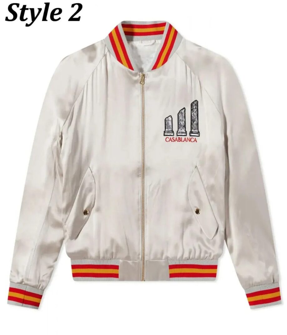 Embroidered Casablanca Souvenir Bomber Jacket