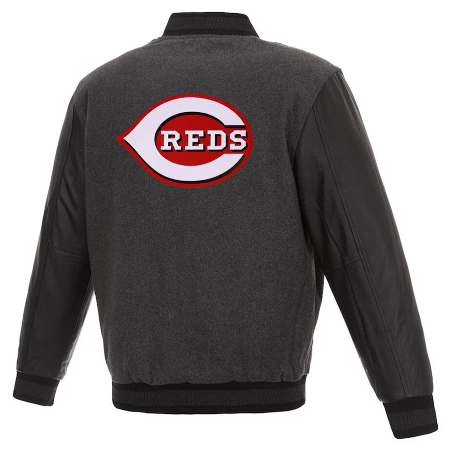 Charcoal/Black Cincinnati Reds Varsity Jacket